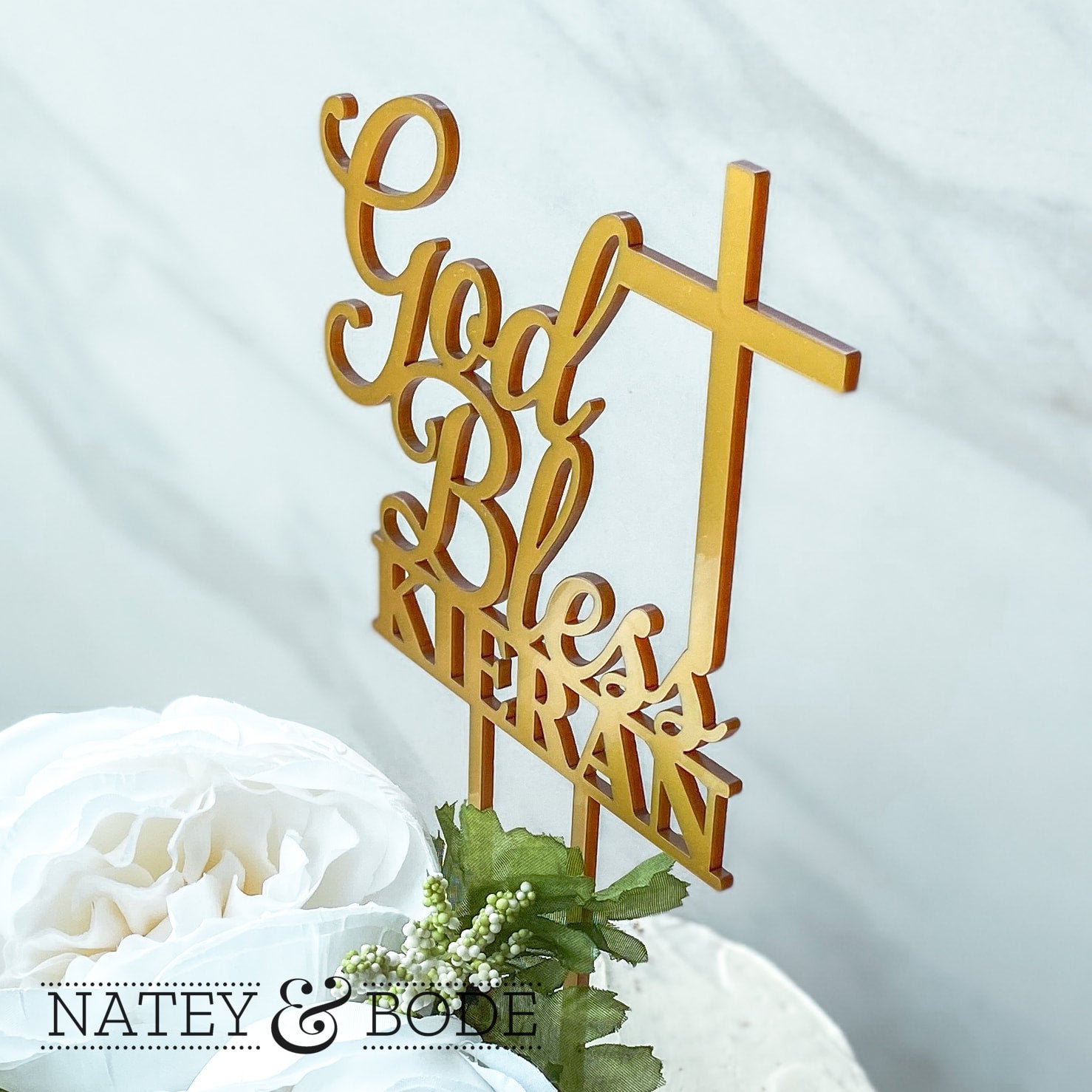 Personalized God Bless cake topper